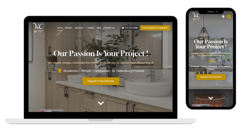 V&C Cabinet Design website