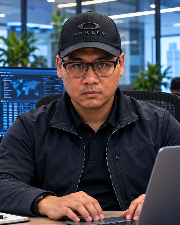 Portrait of Irvin Parcon at his desk